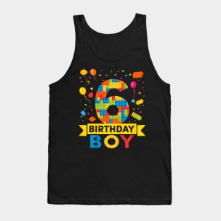 Kids 6 Year Old Building Blocks 6Th Birthday Boy Tank Top